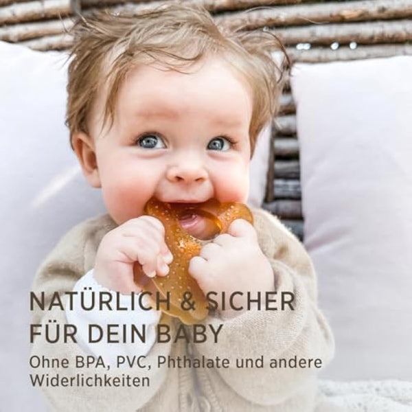 HEVEA Panda Teether for Babies - 100% Natural Rubber Soothing Teething Toy, BPA-Free & Vegan, Easy-Grip for Soothing Gums