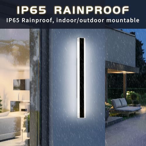Mikeru Cool White Outdoor Strip Light 120cm, 6000K Outside Long Light Garden Wall Lights Mains Powered with Ip65 Waterproof Drive Garden Wall Lights Modern 4500lumens for Gardens, Porches