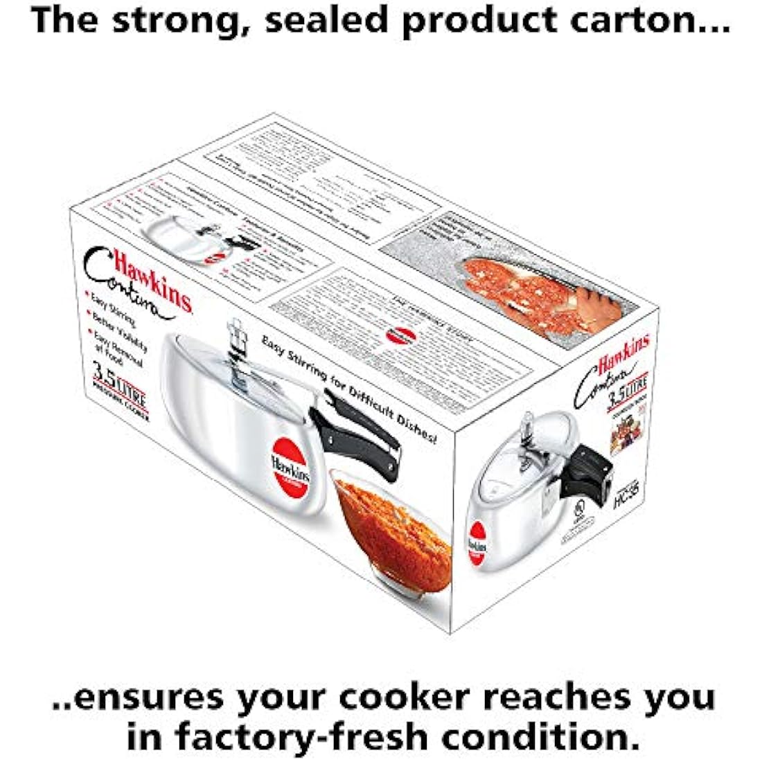 Hawkins Contura 3.5 Litre Pressure Cooker, Handi Cooker, Silver (HC35)