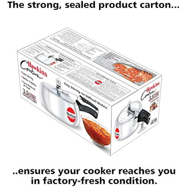 Hawkins Contura 3.5 Litre Pressure Cooker, Handi Cooker, Silver (HC35)