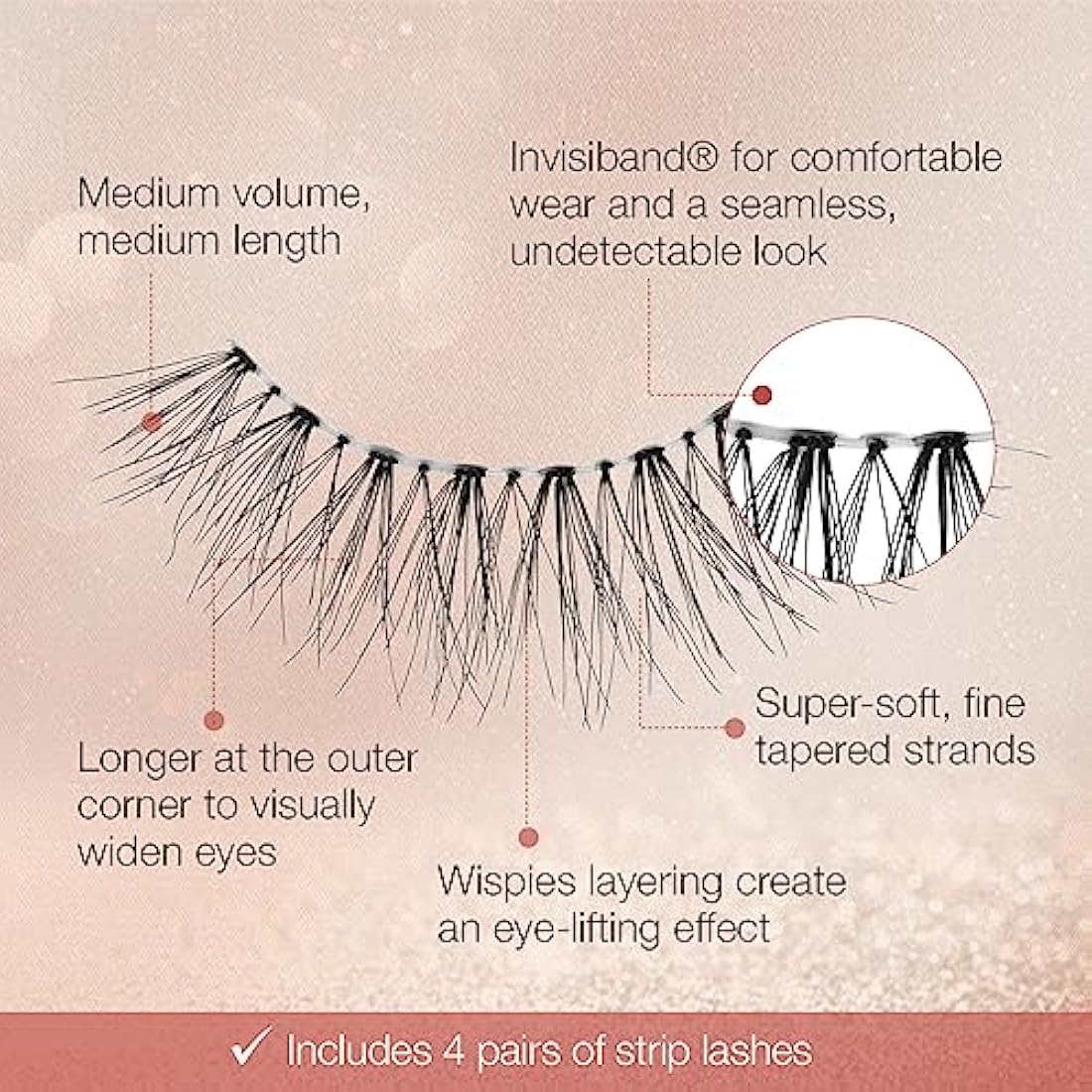 Ardell Multipack Naked Lash 422 False Eyelashes, Subtle Volume and Length, Vegan Friendly, 4 Pairs (Pack of 1)