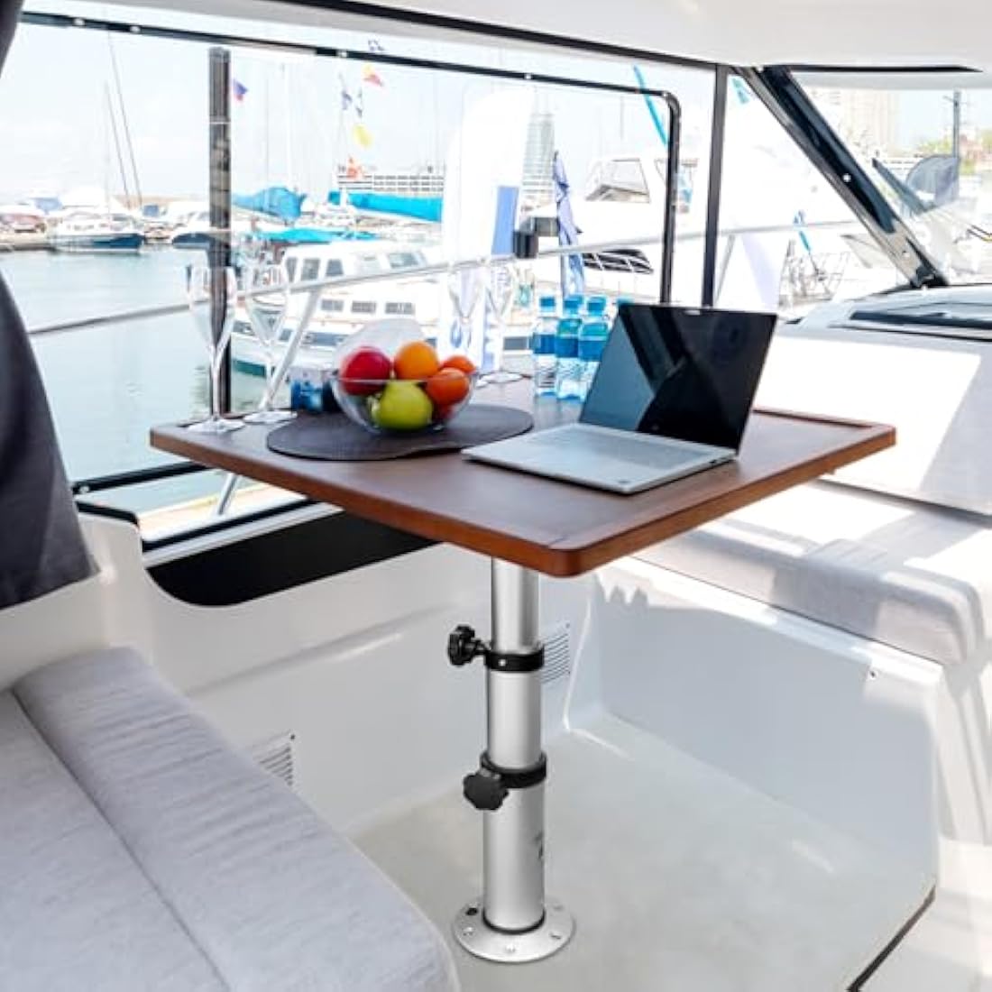 HWHongRV Campervan Table Leg Boat Table Pedestal 3 Levels Adjustable 17-28 Inch Height Range Aluminum Alloy Table Legs Stand Base Telescoping Mount Frame for Campervan Marine Boat Marine Yacht