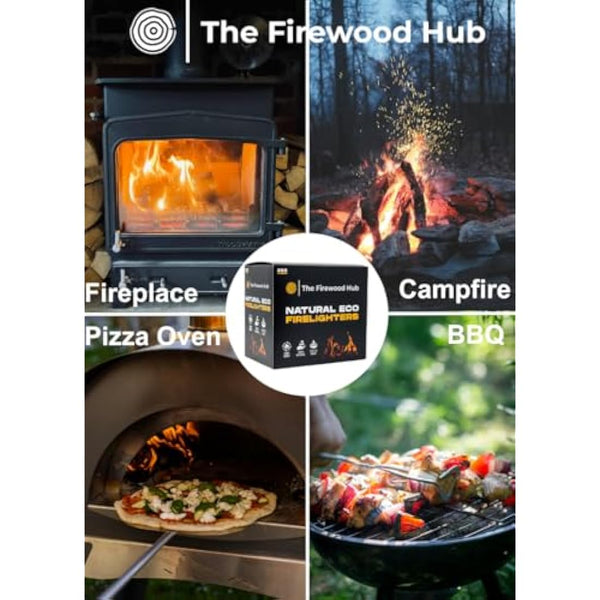 Fire Lighters - 288 Pack Natural Firelighters Made from Wood Fibre and Wax - Long Burn Time Up to 10 Minutes - Ideal Fire lighters for Wood Burners, Camping, Fireplaces, and BBQ