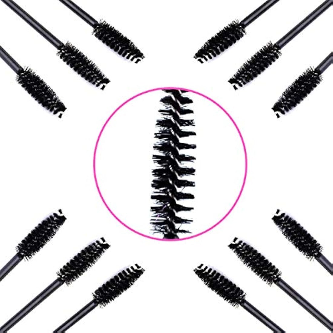 50 PCS Disposable Eyelash Brushes Mascara Wands Eye Lash Eyebrow Applicator Cosmetic Makeup Brush Tool Kits (black)