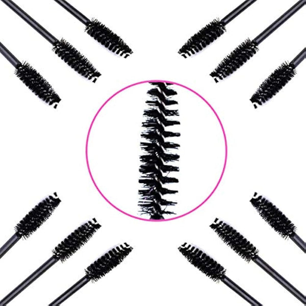 50 PCS Disposable Eyelash Brushes Mascara Wands Eye Lash Eyebrow Applicator Cosmetic Makeup Brush Tool Kits (black)