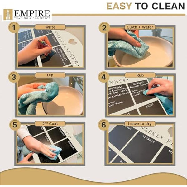 Empire Weekly Planner and Menu Board for Kitchen, Work Planner Blackboard, Wall Mounted Daily Planner with a Pen, to Do List, Dry Erase Meal Planner with White Cloth for Office & Home (Large, Cream)