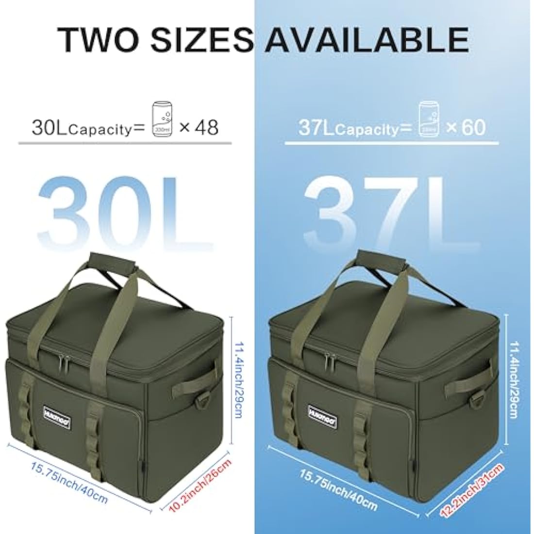 Hulongo Cool Bag 30L Insulated Cooler Bag Waterproof Picnic Thermal Bag For Camping, Travel, Grocery Shopping & Fishing