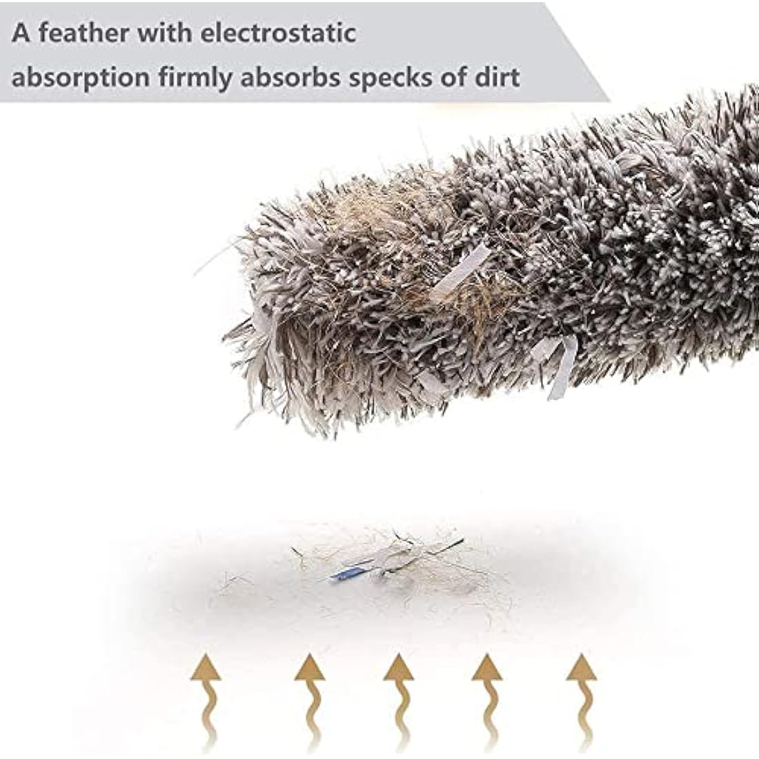 Feather Duster,Extendable Duster Microfiber Long Extension Pole Scratch Resistant Cover, Washable, Cleaning High Ceiling Fans, Blinds, Cobweb (Grey)
