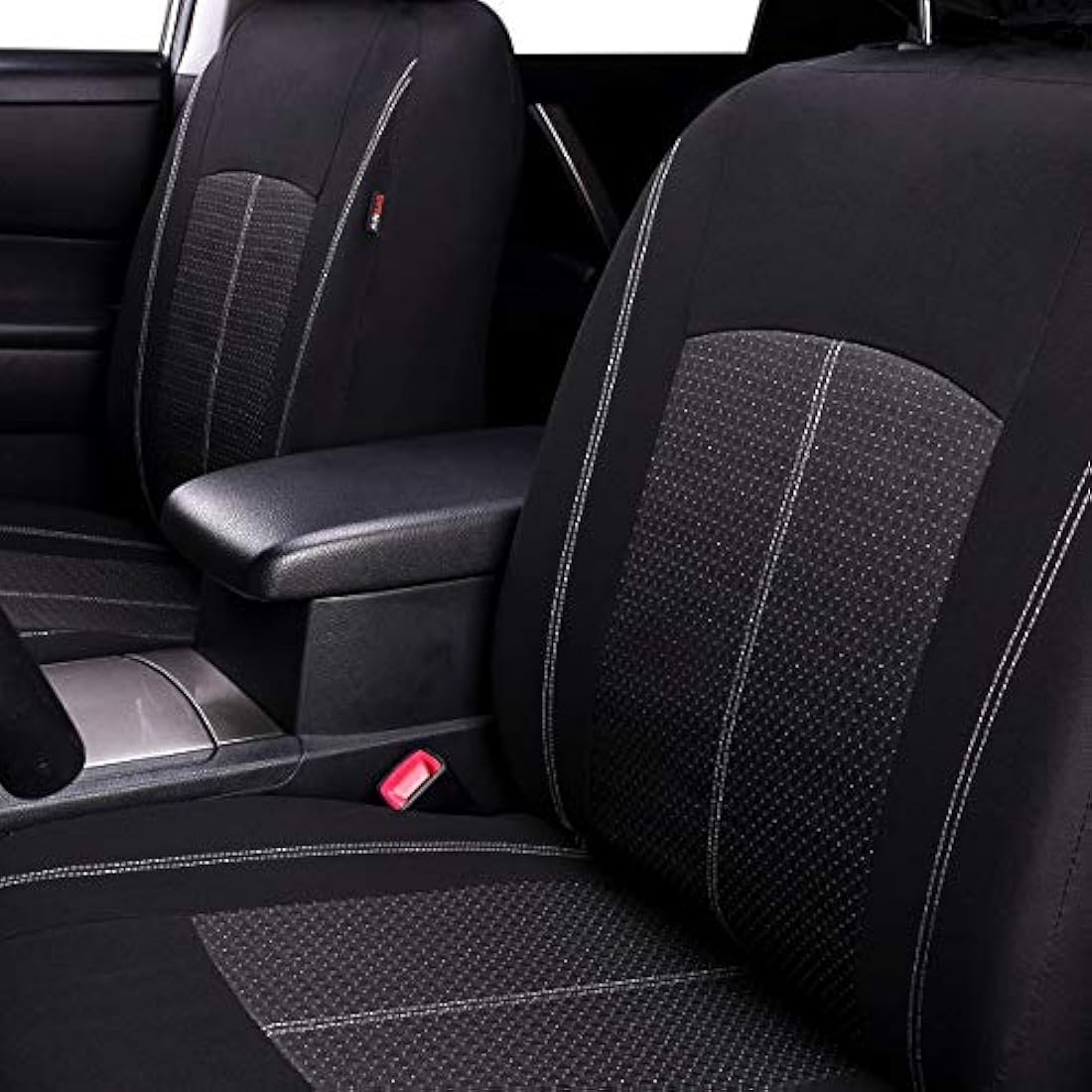 Flying Banner Black Jacquard Car Seat Covers Full Set Airbag Compatible Auto Protector Rear Bench Back Split