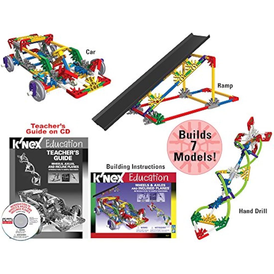 K'NEX STEAM Education | Intro to Simple Machines: Wheels/Axles & Inclined Planes | Educational Toys for Kids, STEM Learning Kit, Engineering Construction for Kids Ages 8+ | Basic Fun 78620