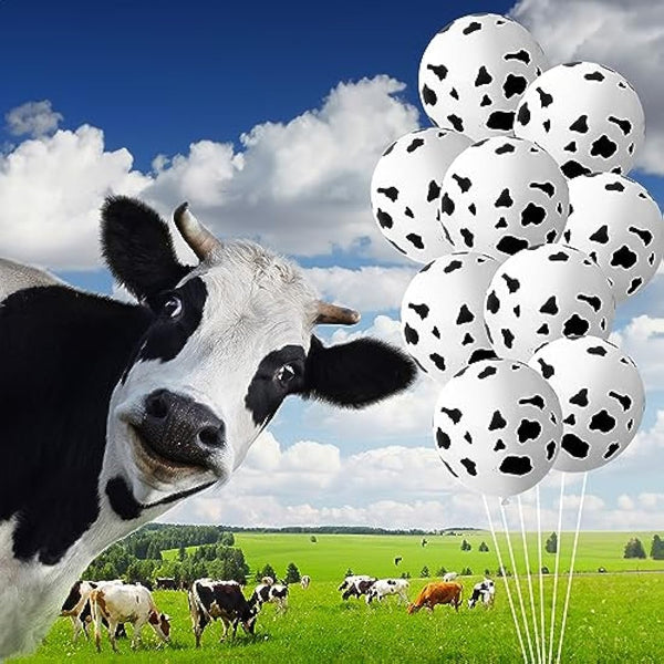 Isndare Cow Print Balloons, 30 Pieces Cute Cow Latex Balloons for , Black White Western Cowboy Cowgirl Balloons for Farm Theme First Rodeo Birthday Baby Shower decor Supplies