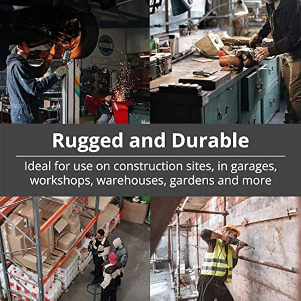 Ex-Pro Job Site FM Radio with Bluetooth, IPX5 Water Resistant Portable Heavy Duty Speaker with AUX In, 20 Presets & Carry Handle, Battery or Mains Powered - Yellow