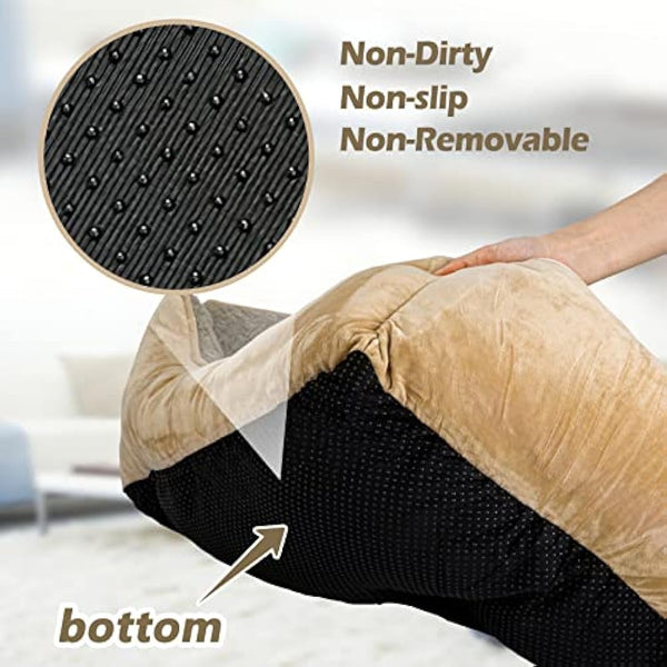 JOEJOY Dog Bed Extra Large - Washable Pet Bed Anti-Anxiety Rectangle Cat Beds with Soft Cosy Plush - Pet Bed for Large Dog, Beige