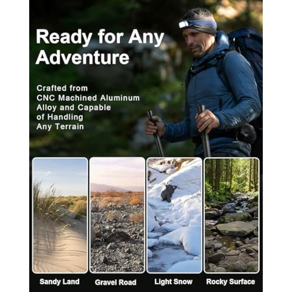 aiGear Tactical Stick/Trekking Poles | Aluminum Hiking Poles with Adjustable Height | 5/6/7/8 Tubes Trekking Poles | for Women Men Backpacking Outdoor Hiking Camping | Grey