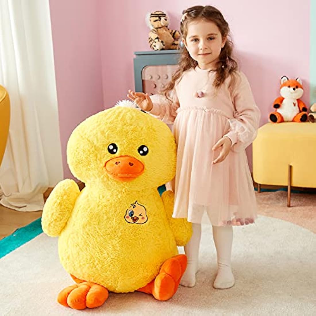 IKASA Large Duck Stuffed Animals Giant Soft Plush Toy,50cm Cute Huge Jumbo Kawaii Fluffy Plushy Big Size Duck Fat Oversized Plushie,Gifts for Kids