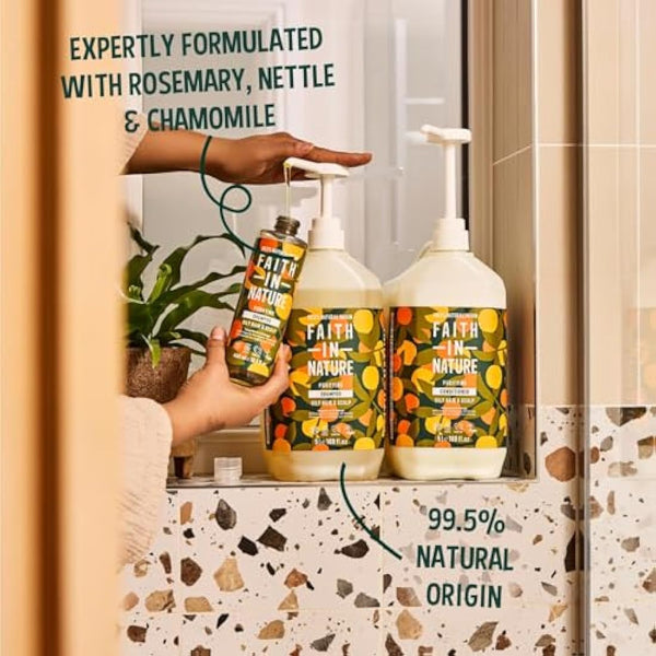 Faith In Nature Natural Grapefruit & Orange Shampoo, Purifying For Oily Hair & Scalp, Vegan & Cruelty Free, No SLS, Silicones or Parabens, 5L Refill Pack