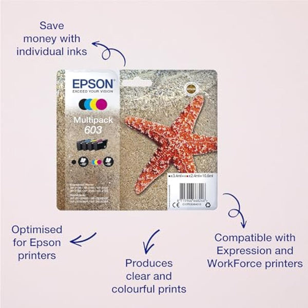 Epson 603 Starfish Genuine , 4-Colours Multipack Ink Cartridges
