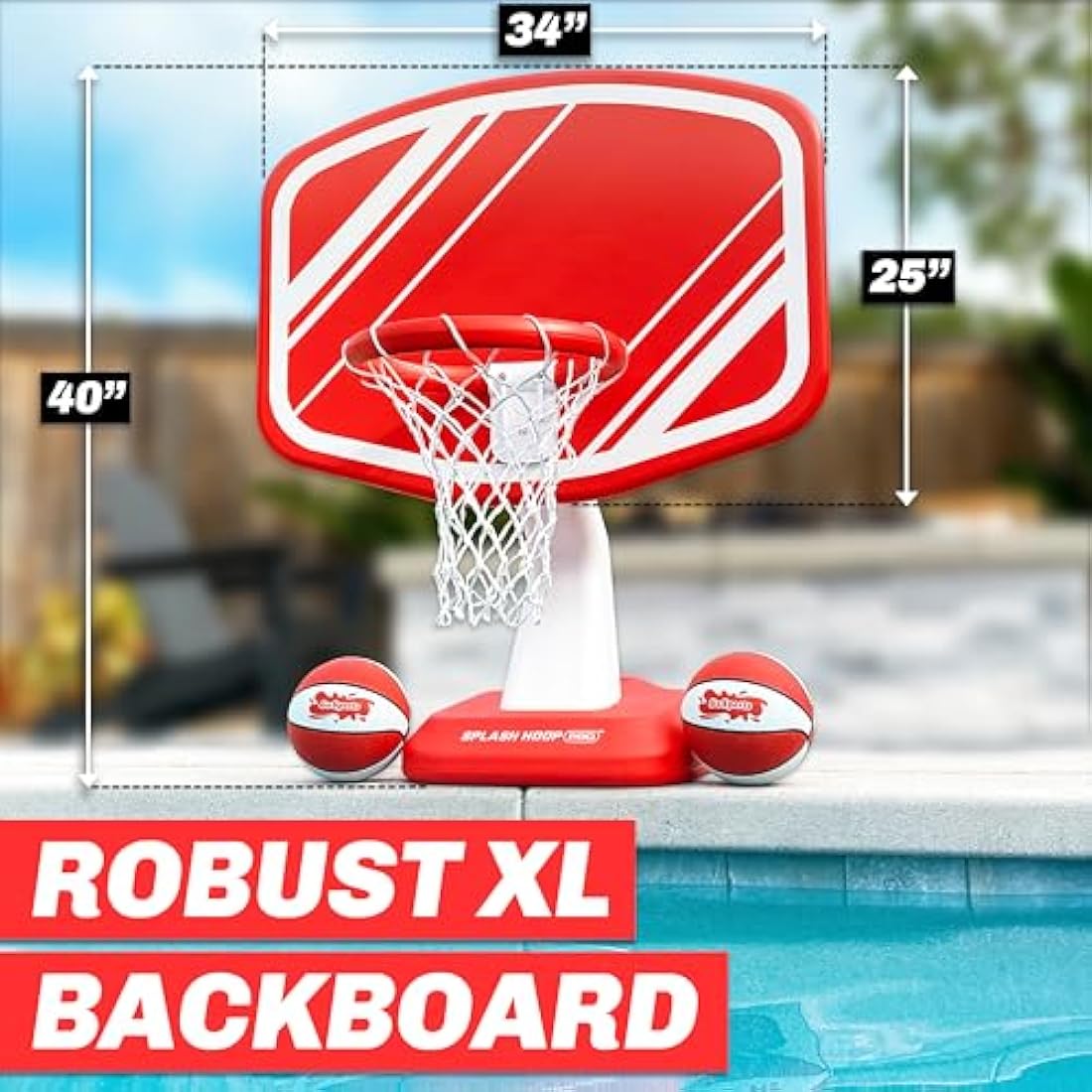 GoSports Splash Hoop Swimming Pool Basketball Game, Includes Poolside Water Basketball Hoop, 2 Balls and Pump – Choose Your Style