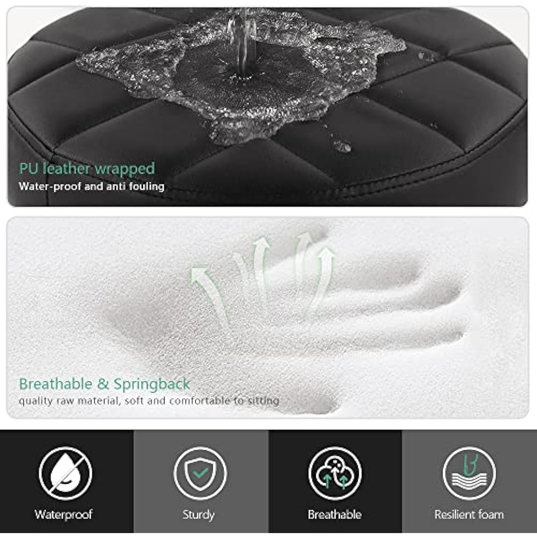 FURWOO Roller Seat PU Leather Low Round Rolling Floor Stool with Universal Caster Wheels for Home Fitness Sport Pedicure Stool, H：25.5cm(Black)