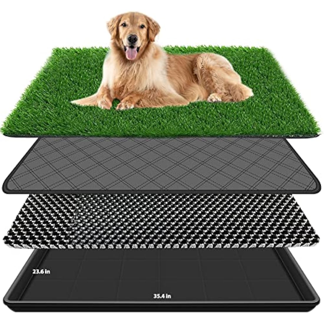 Embellbatt 60 * 90CM Dog Grass Pad with Tray, Dog Potty Grass for Puppy Training, Artificial Fake Grass for Dogs to Pee on Indoor Outdoor Dog Training Floor Protection Trays