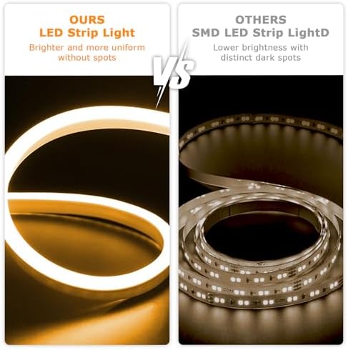 SUCIKORIO Neon Led Strip Light 5m / 16.4ft, Flexible LED Strip Lights 4000K Cuttable Waterproof IP65 Neon Rope Light 220-240V DIY LEDs Lights with UK Plug Power Supply for Bedroom, Indoor&Outdoor