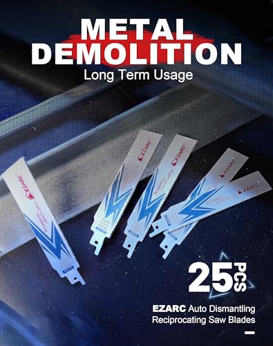 EZARC Reciprocating Saw Blades 25 Pack, 150mm Bi-Metal Sawzall Blades 14+18TPI for Steel Demolition R610DM