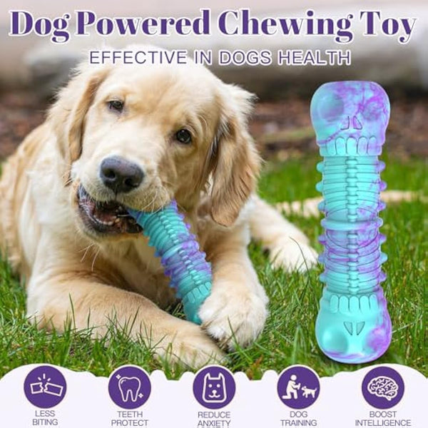HETOO Dog Chew Toys Indestructible Dog Toys for Large Medium Breed Durable Rubber Squeaky Toy for Aggressive Chewers Tough Strong Bone Outdoor Interactive Dog Toys Birthday Gifts Purple