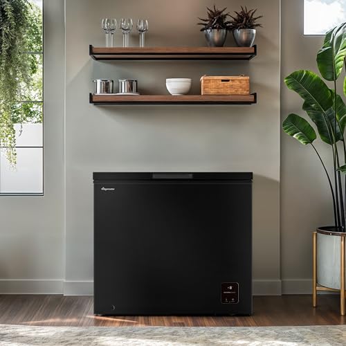 Fridgemaster MCF142EB 142L Chester Freezer 4 Star Freezer Rating - 55.9D x 62.5W x 85.4H cm Black with Recessed Handle - E Rated