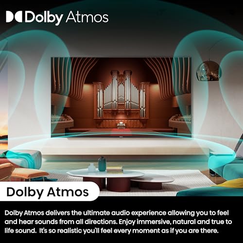 Hisense 55 Inch 4K Mini-LED TV 55U6NQTUK - Quantum Dot Colour, Dolby Vision Atmos, Hi-View Engine, FilmMaker Mode, Vidaa OS with Voice Control, Freely, Youtube, Netflix and Disney+ (2024 Model)