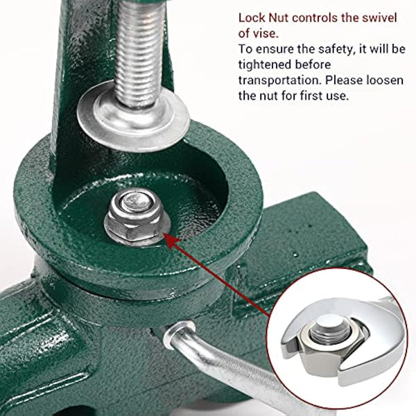 Nuovoware Table Vise 70mm, 360° Swivel Base Universal Home Vise Portable Bench Clamp, Clamp-on Vises Bench Clamps Fixed Tool for Woodworking,Metalworking,Cutting Conduit,Drilling,Sawing, Army Green