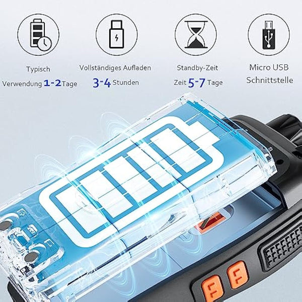 JUCJET 88E Walkie Talkie Long Range, Rechargeable 2 Way Radio for Adults with 16 Channels, VOX, USB Charging Base, PMR446 License-free, Handheld Walkie Talkie Rugged for Rescue, Security (6 Pcs)