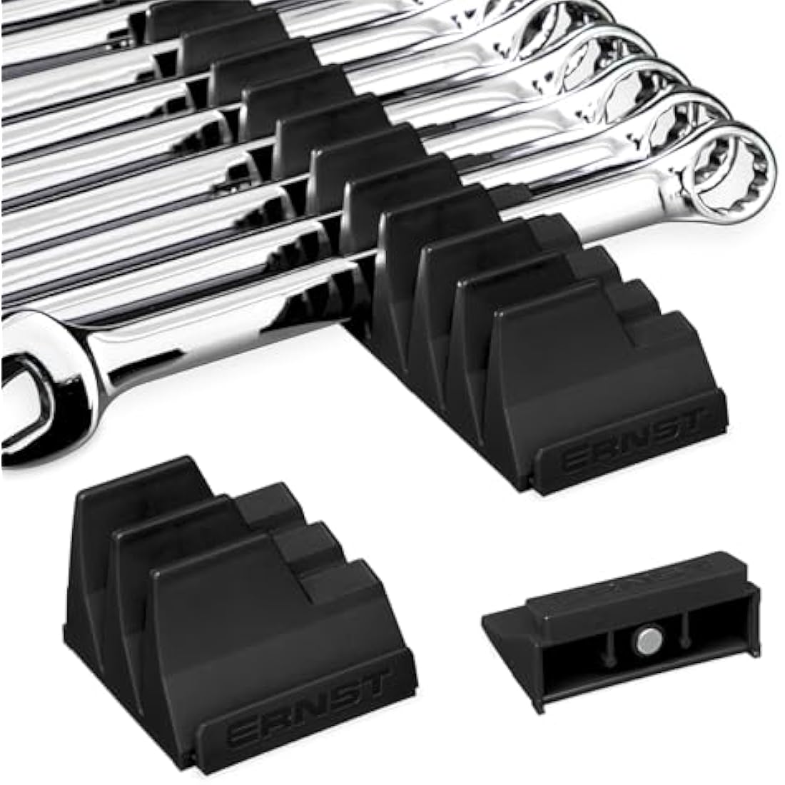 Ernst Manufacturing 5411M Magnetic Wrench Pro - Modular Wrench Storage for 40 Wrenches - Black