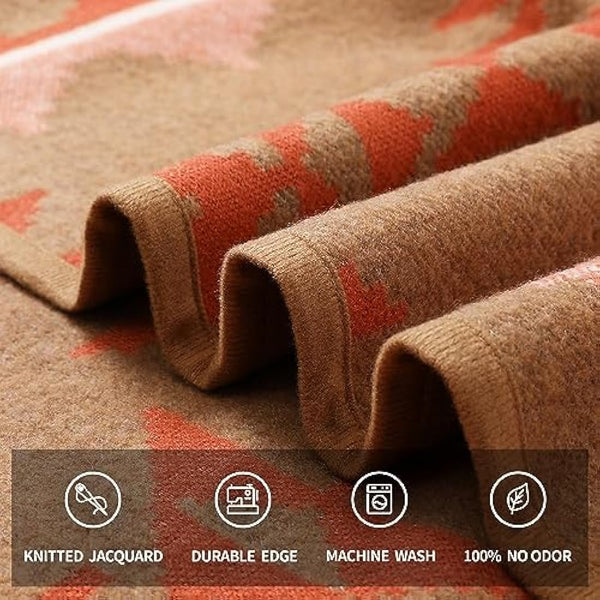 ACUSHLA Merino Wool Camp Blanket - Warm, Thick, Washable, Large Throw - Great for Outdoor Camping All Seasons Suitable Morocco Khaki 79" x63" 3.8lbs