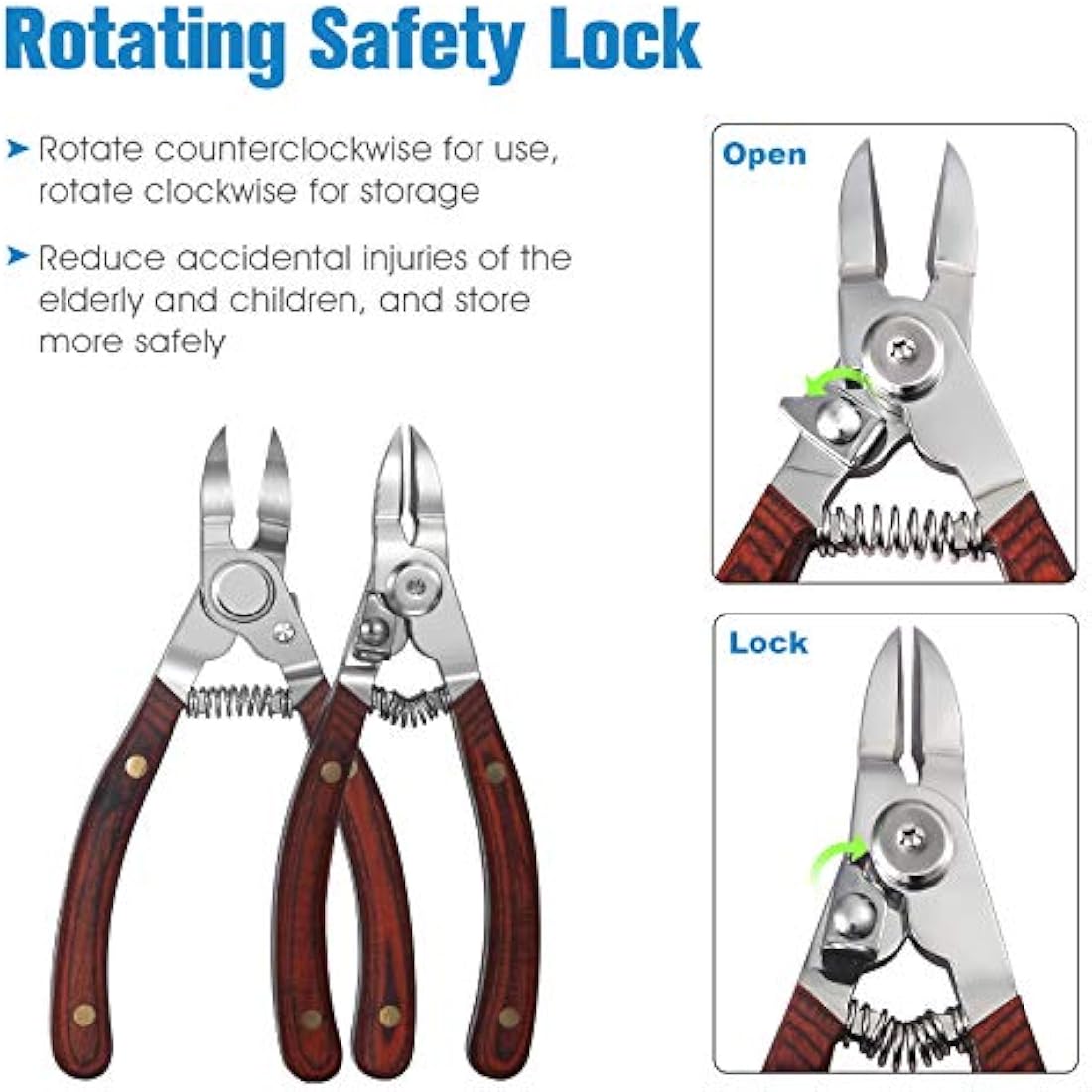 FERYES Toenail Clippers, Toenail Scissors, Stainless Steel Nail Cutters, Sharp Curved Nippers for Thick Nails/Toenails, Ingrown Toenails, Safety Cover Included