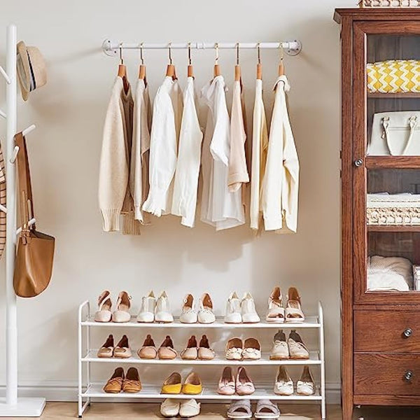 IBUYKE 94 cm Wall Mounted Coat Rack Industrial Design Wall Mount Removable Clothes Rack Space-Saving, Holds up to 50 kg, Two Bases, White TYJ001W-2