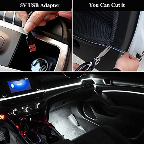 Keiurot El Wire Car Lights Neon Light for Car USB Ice Blue 10M/32Ft Car Ambient Lighting Atmosphere Car Led Interior Strip Light Sewing Edge Decoration Dashboard Lights Strip LED Trim Light