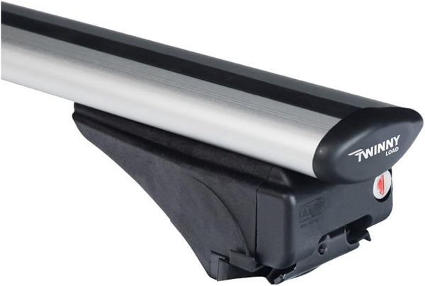 Universal Roof bar set Twinny Load Aluminum Fly Bar 124cm for cars with open & closed roof rails,Aluminium,2166 + Fly Bar