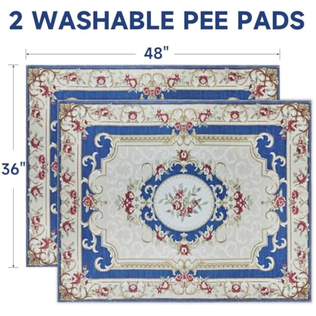 YOSEPATI Washable Pee Pads for Dogs,2 Pack Super Absorbent Reusable Puppy Pads 36"×48" Quick Dry,Waterproof& Non-Slip Whelping Pads for Crate,Floor,Sofa (Medallion Colorful, 36"x48"(Pack of 2))
