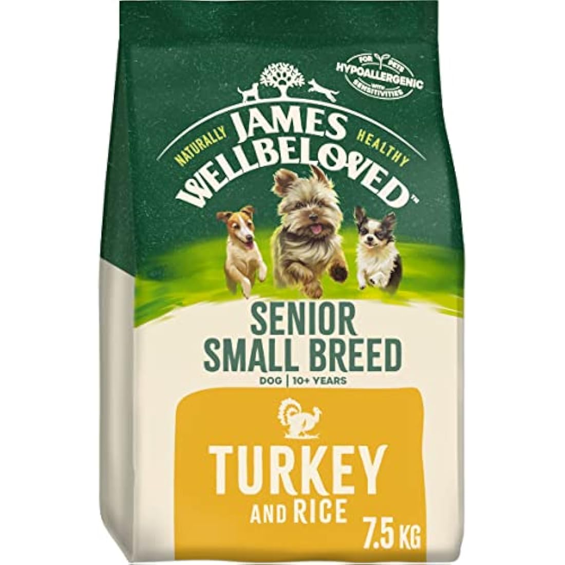 James Wellbeloved Complete Dry Senior Small Breed Dog Food Turkey and Rice, 7.5 kg