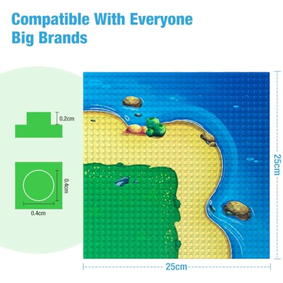 Etarnfly 6 Pack Classic Blue and Green Base Plate for City Road Beach,Ocean Island Street Water,25.5 x 25.5 cm,100% Compatible with All Major Brands(4 curves/2 straight)