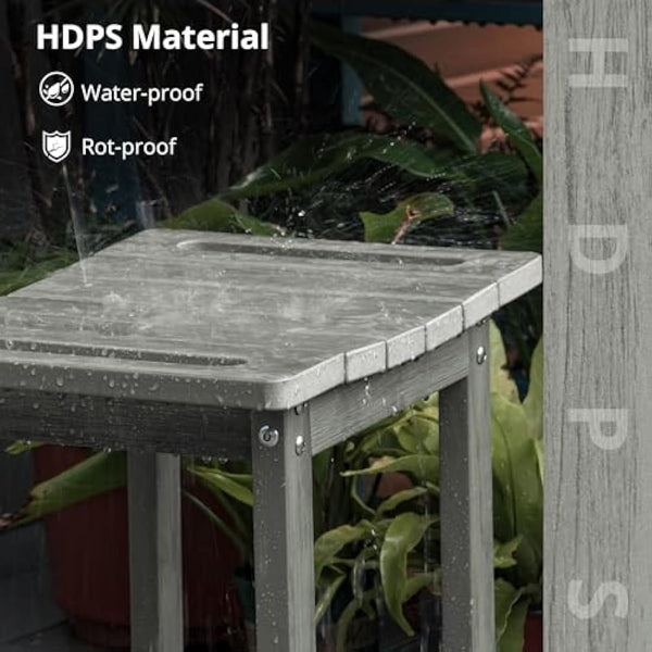 LUE BONA HDPS Shower Benches,Shower Stool for Shaving Legs with Shelf,Waterproof Bath Chair Seat for Bathroom,Weather Resistant/Non-Slip/Handles/Indoor or Outdoor Use,Grey