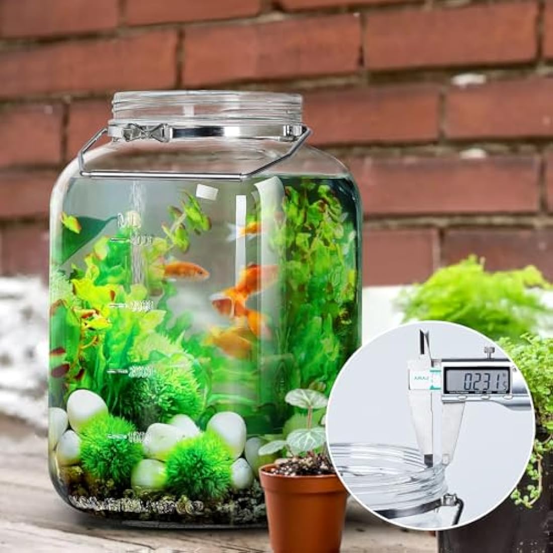 Absovetu 2 Pack Large Glass Jars with Lids Airtight 5.7 Litre - Square Glass Storage Jars with Handle Wide Mouth Mason Jar for Pasta Rice Pickle Cookie Sweet Biscuit Storage Containers