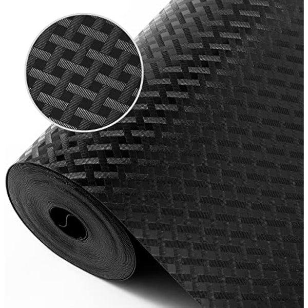 Shelf Liners for Kitchen Cabinets & Refrigerator - Waterproof & Oil-Proof Non-Slip Drawer Mats - EVA Material Non-Adhesive - Black - 17.5 x 393.7 Inches