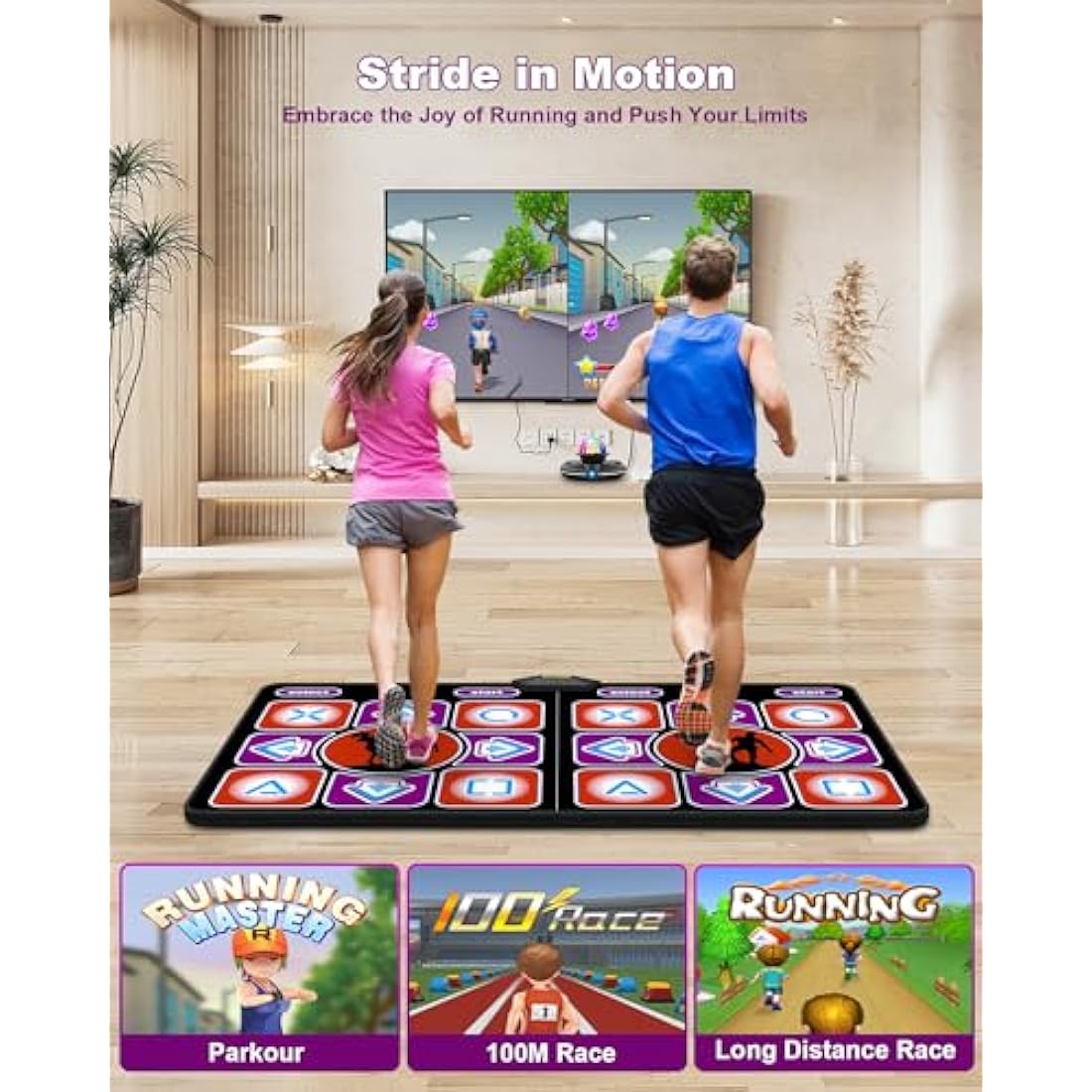 Acelufly Dance Mat, Electronic Dance Mat for TV with Camera, Double Dance Mats with Wireless Controller, Non-Slip Dance Game Fitness Pad for Kids Adults, Gift for Girls Boys (Black)