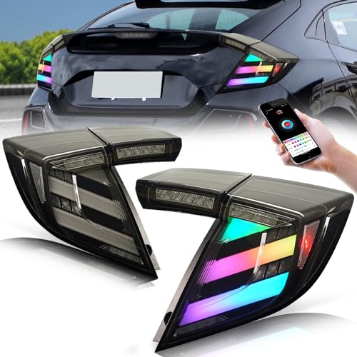 Archaic LED Rear Lights Compatible with 10th Honda Civic Type R Hatchback FK7 FK8 2016-2020, with Sequential Turn Signal, Animation DRL, Pair