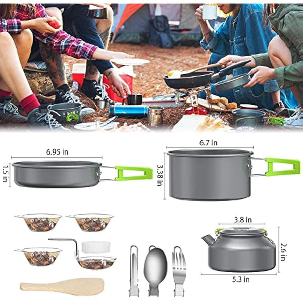 aiGear Camping Cooking Set | Portable Lightweight Aluminum | Camping Pans and Pots Set | Outdoor Traveling Cooking Utensils Kit | for Trekking Hiking Picnic