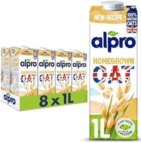 Alpro Oat Plant-Based Long Life Drink - 100% British Oats - Vegan Dairy Free & Lactose Free Milk Alternative - 1L (Pack of 8)