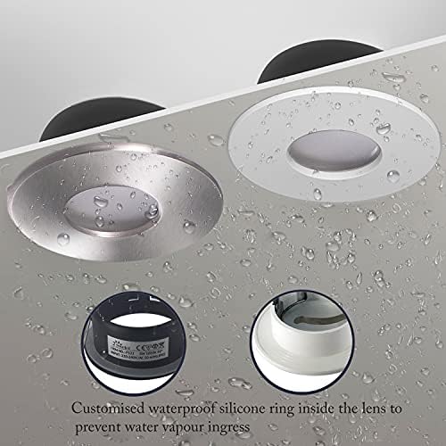 4XSweier IP65 Waterproof LED Recessed Ceiling Lights, 5W Warm White 3000K LED Spot, Suitable for Bathroom and Kitchen spotlights (Configure GU10 Lamp Holder) Downlight Cut-Out 68mm