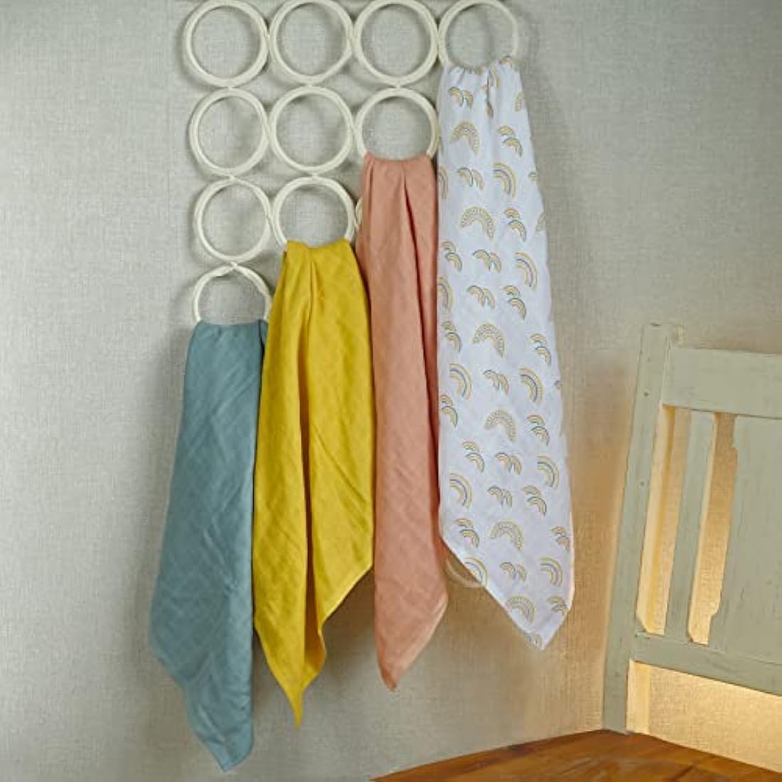 MuslinZ Muslin Squares - Muslin Cloths for Baby - Baby Burp Cloths - 6 Pack Muslins - Large 70x70cm - Boy, Girl, Unisex - Cotton - Absorbent & Breathable - Multi Use Newborn Cloths (Scandi Rainbow)