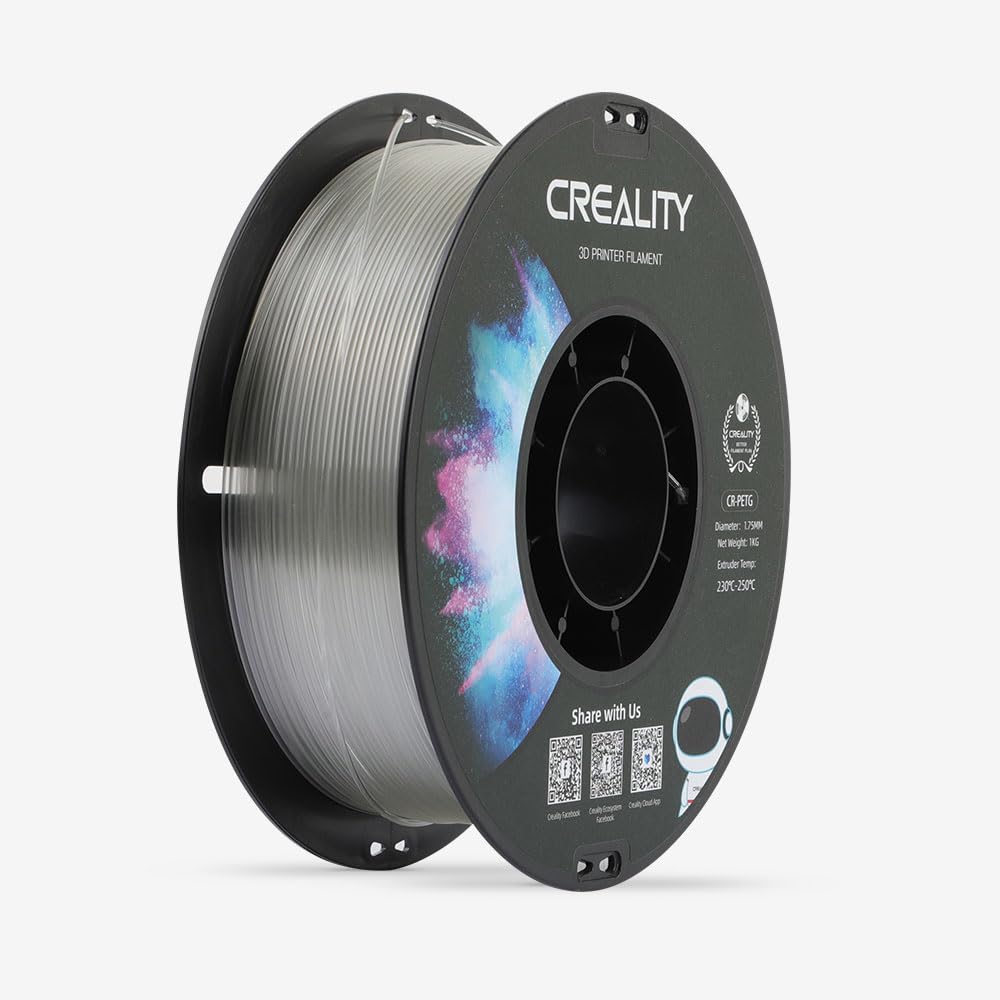 Creality CR-PETG PLA Filament 1.75mm 3D Printing Filament 4 KG, Excellent Toughness High Precision, Odorless Non-Toxic Moistureproof, 1kg(2.2lbs) Glossy for 3D Printer (Black+White+Red+Blue)*1KG